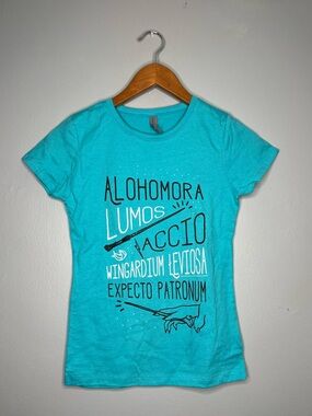 Harry Potter Girls List of Spells Tahiti Blue Graphic Tee